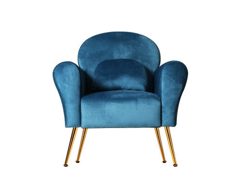 Armchair Lounge Chair Accent Armchairs Chairs Sofa Velvet Cushion - Blue Artiss