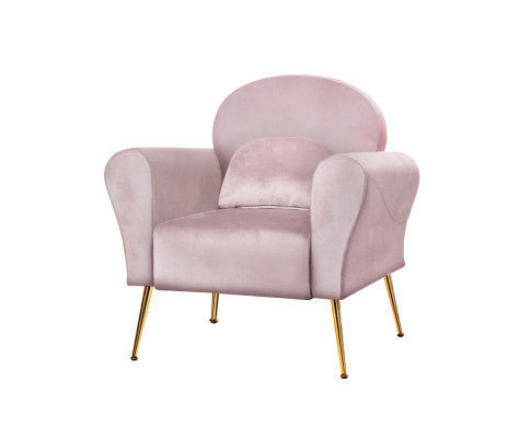 Armchair Lounge Chair Accent Armchairs Chairs Sofa Velvet Cushion - Pink Artiss