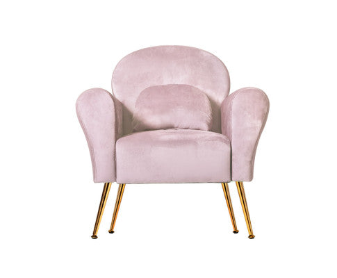 Armchair Lounge Chair Accent Armchairs Chairs Sofa Velvet Cushion - Pink Artiss