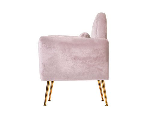 Armchair Lounge Chair Accent Armchairs Chairs Sofa Velvet Cushion - Pink Artiss