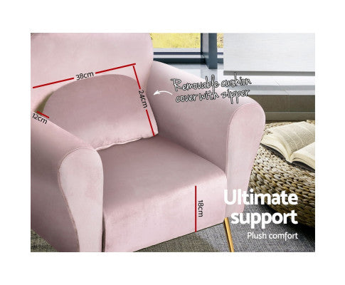 Armchair Lounge Chair Accent Armchairs Chairs Sofa Velvet Cushion - Pink Artiss