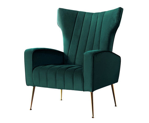 Armchair Lounge Accent Chairs Armchairs Chair Velvet Sofa Seat - Green Artiss