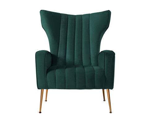 Armchair Lounge Accent Chairs Armchairs Chair Velvet Sofa Seat - Green Artiss