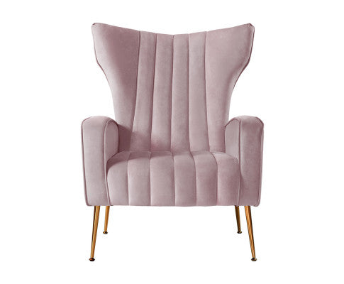 Armchair Lounge Accent Chairs Armchairs Chair Velvet Sofa Seat - Pink Artiss