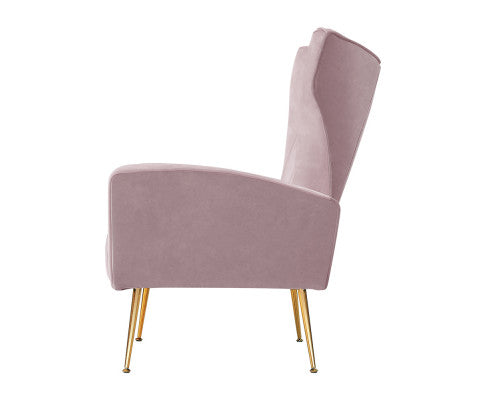 Armchair Lounge Accent Chairs Armchairs Chair Velvet Sofa Seat - Pink Artiss