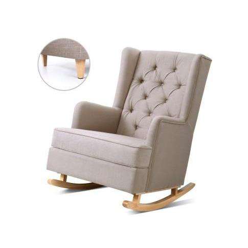 Rocking Armchair Feeding Chair Fabricl Accent Chair - Grey, Charcoal & Beige Artiss