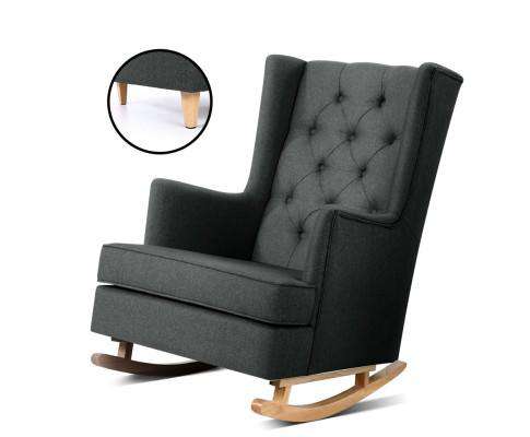 Rocking Armchair Feeding Chair Fabricl Accent Chair - Grey, Charcoal & Beige Artiss