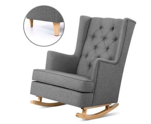 Rocking Armchair Feeding Chair Fabricl Accent Chair - Grey, Charcoal & Beige Artiss