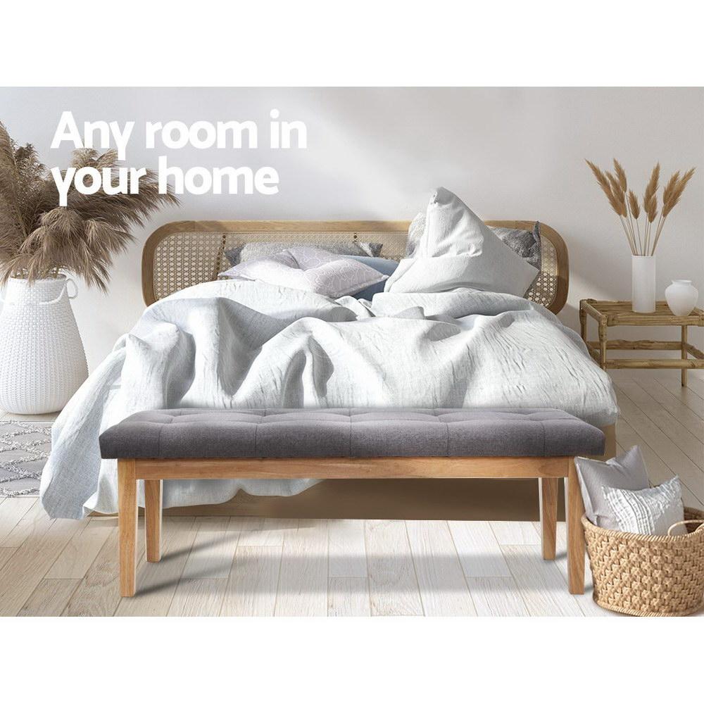 Bench Bedroom Benches Ottoman Upholstered Fabric Chair Foot Stool 120cm Artiss