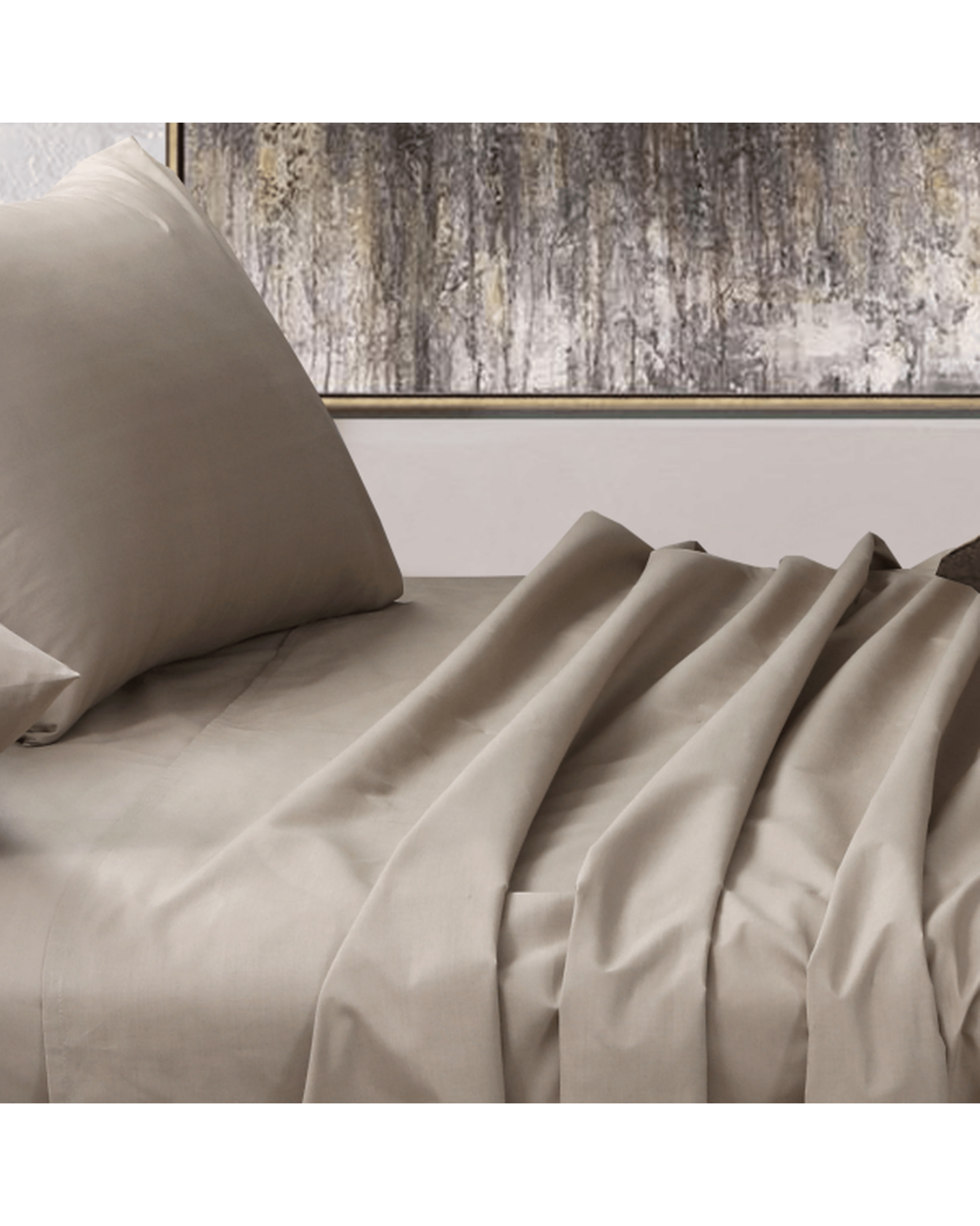 Amsons Beige Bedsheets Set- Flat & Fitted Sheets With Pillowcases Amsons