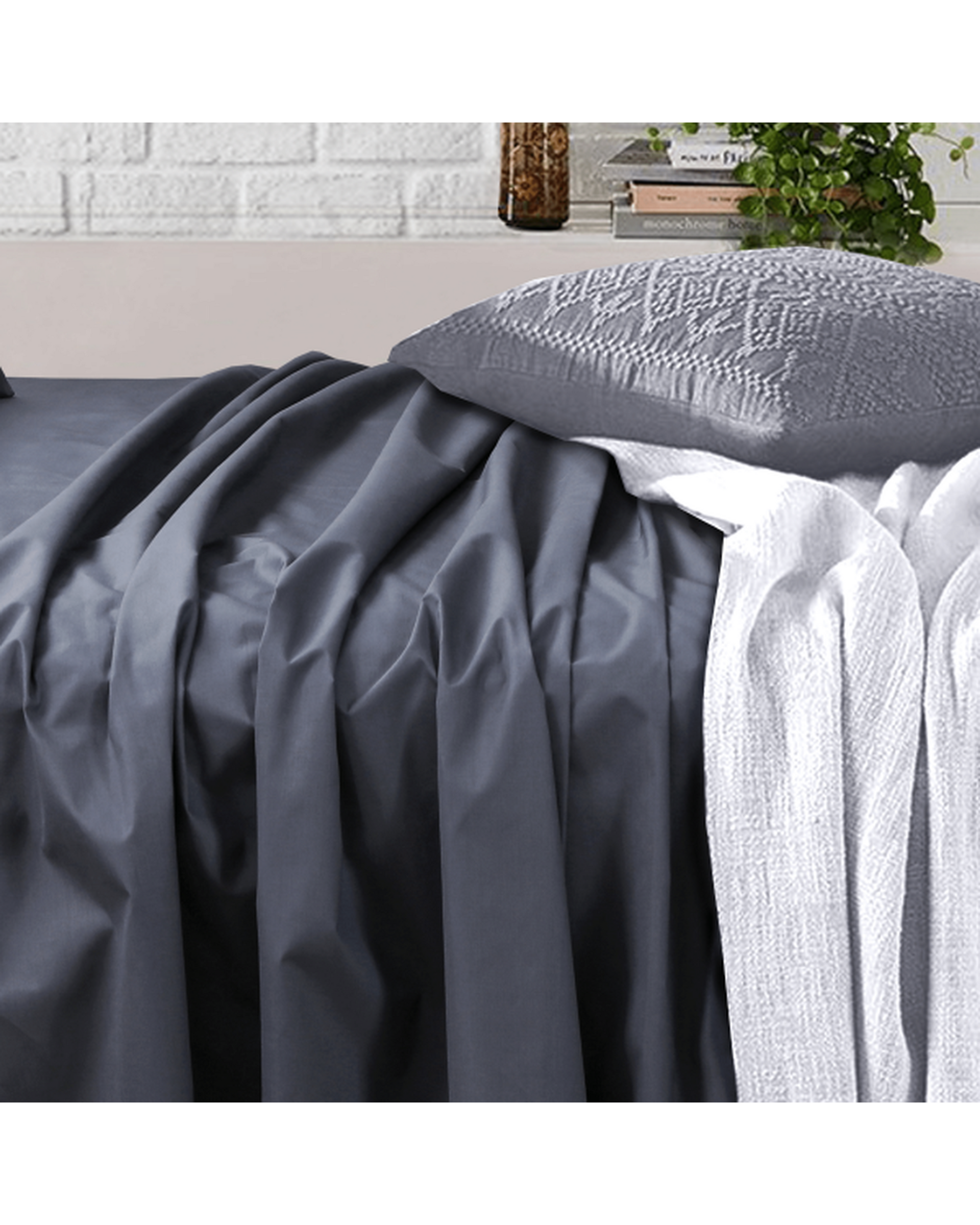 Amsons Charcoal Bedsheets Set- Flat & Fitted Sheets With Pillowcases Amsons
