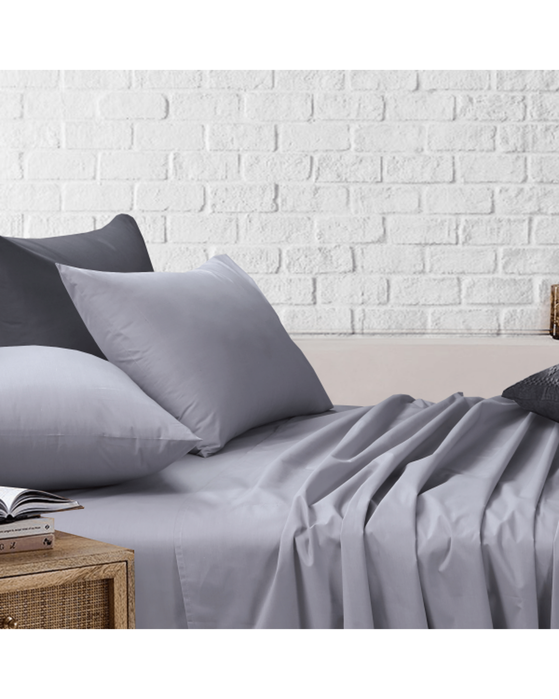 Amsons Light Grey Bedsheets Set- Flat & Fitted Sheets With Pillowcases Amsons