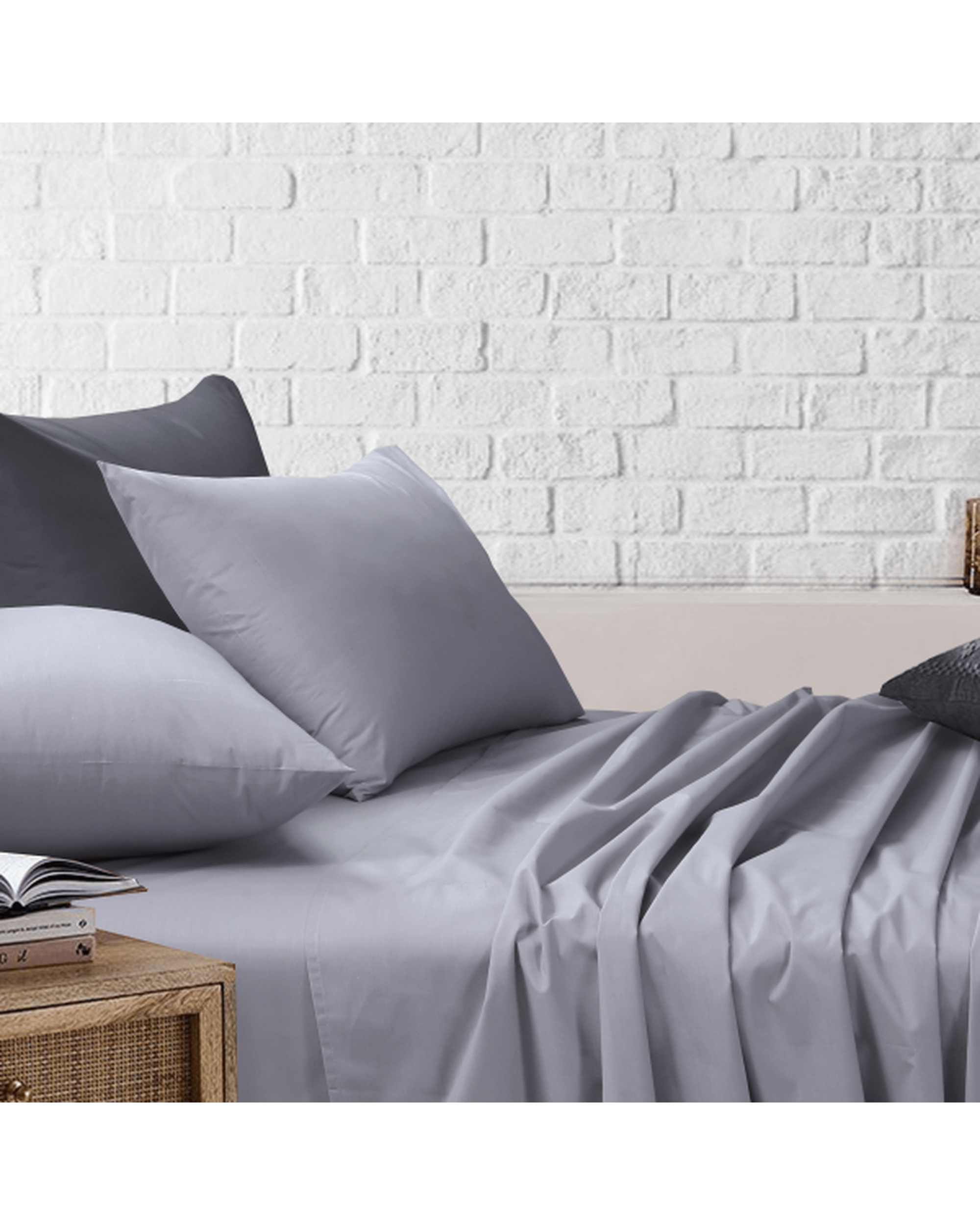 Amsons Light Grey Bedsheets Set- Flat & Fitted Sheets With Pillowcases Amsons