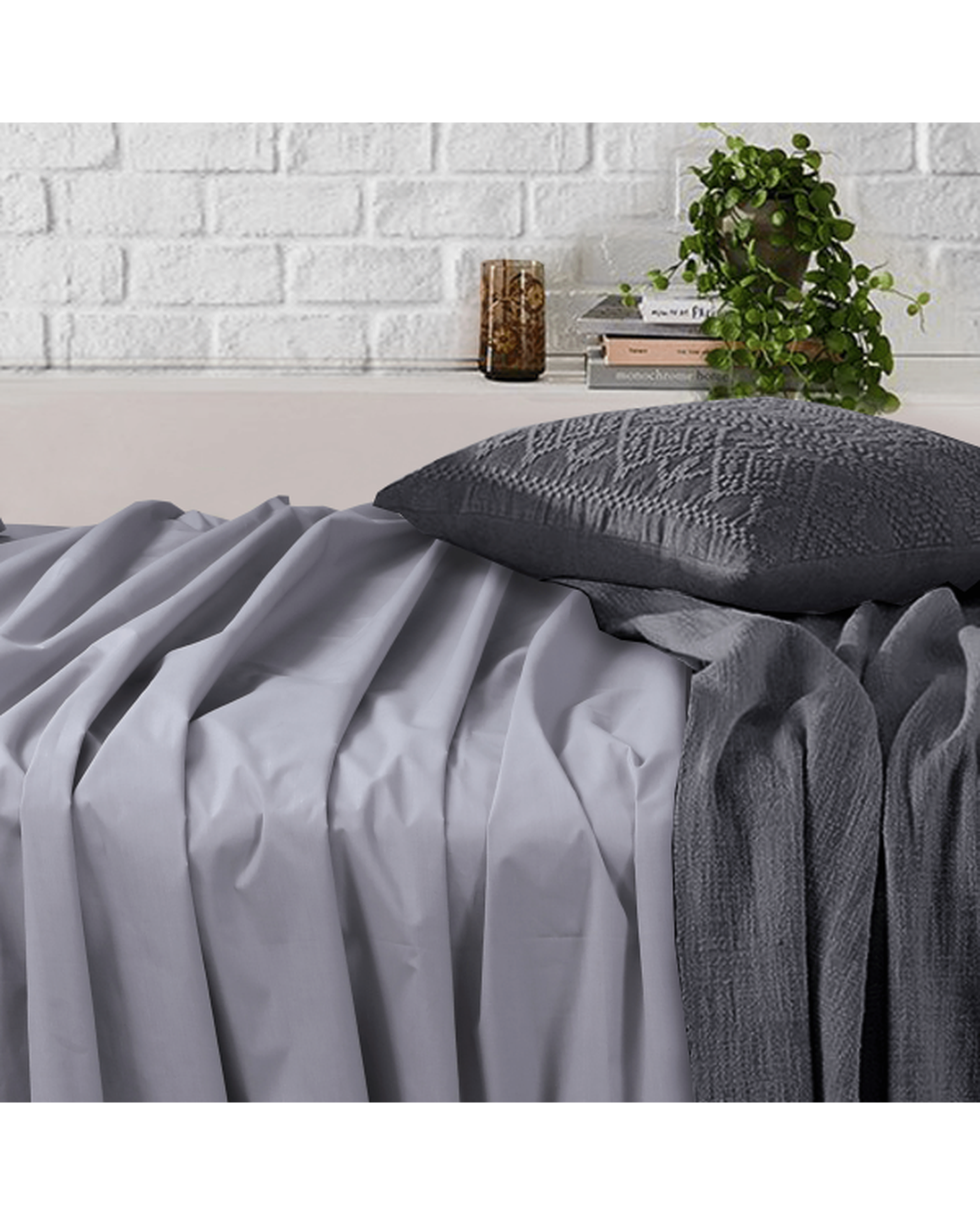 Amsons Light Grey Bedsheets Set- Flat & Fitted Sheets With Pillowcases Amsons