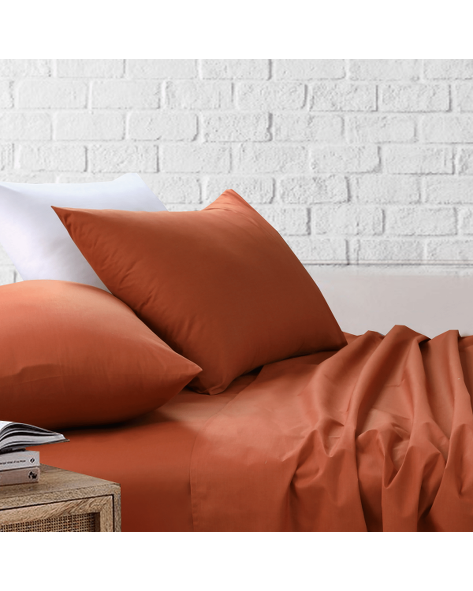 Amsons Rust Bedsheets Set- Flat & Fitted Sheets With Pillowcases Amsons