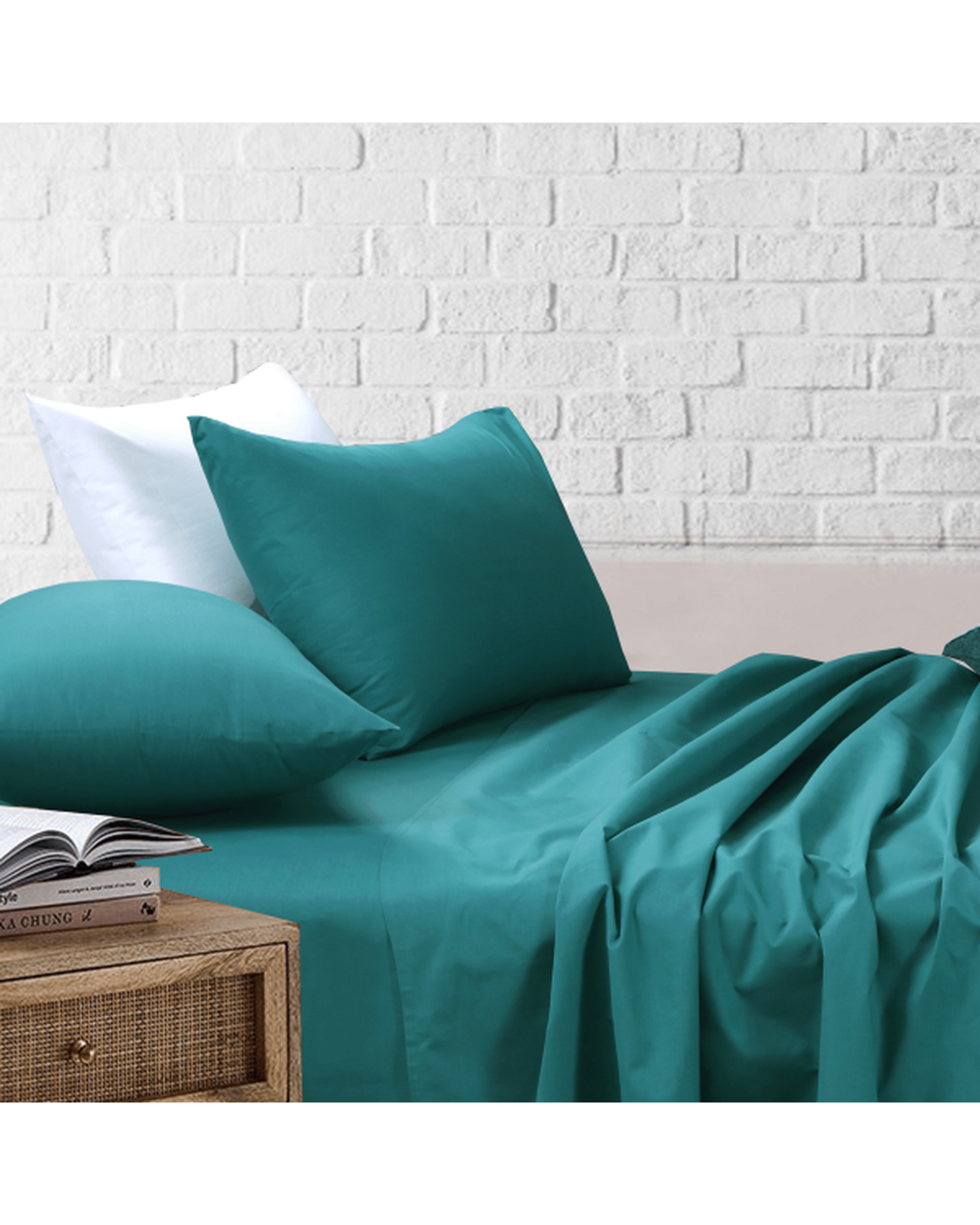 Amsons Teal Bedsheets Set- Flat & Fitted Sheets With Pillowcases Amsons