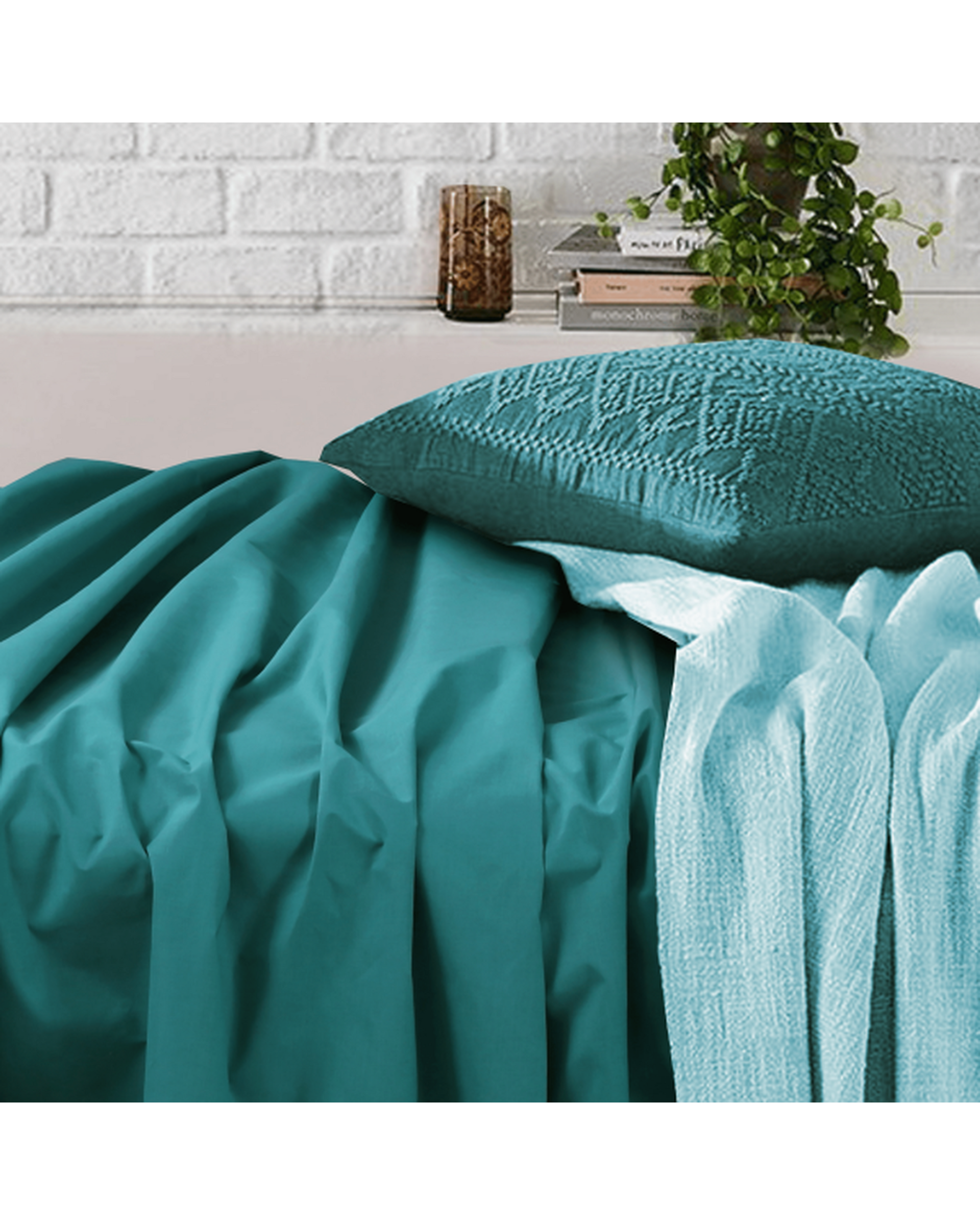 Amsons Teal Bedsheets Set- Flat & Fitted Sheets With Pillowcases Amsons