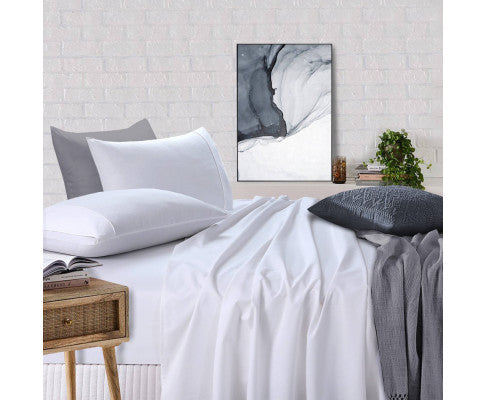 Elan Linen 100% Egyptian Cotton Vintage Washed 500TC Sheets Set - White Elan Linen