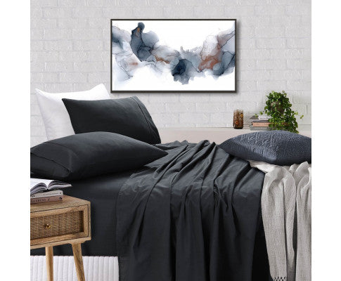 Elan Linen 100% Egyptian Cotton Vintage Washed 500TC Sheets Set - Charcoal Elan Linen