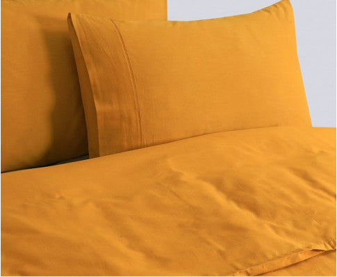 Elan Linen 100% Egyptian Cotton Vintage Washed 500TC Quilt Cover Set - Mustard Elan Linen