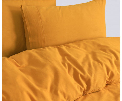 Elan Linen 100% Egyptian Cotton Vintage Washed 500TC Quilt Cover Set - Mustard Elan Linen