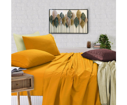 Elan Linen 100% Egyptian Cotton Vintage Washed 500TC Sheets Set - Mustard Elan Linen
