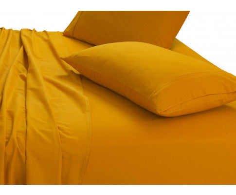 Elan Linen 100% Egyptian Cotton Vintage Washed 500TC Sheets Set - Mustard Elan Linen