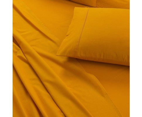 Elan Linen 100% Egyptian Cotton Vintage Washed 500TC Sheets Set - Mustard Elan Linen
