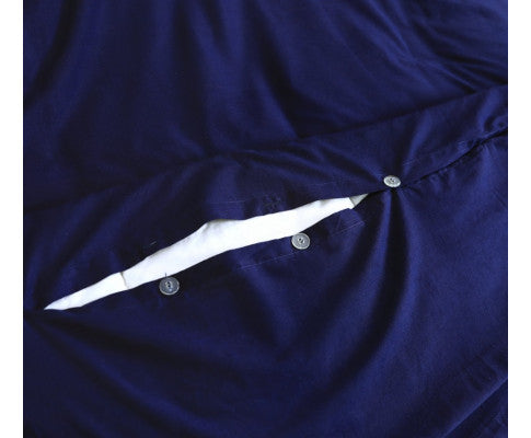 Elan Linen 100% Egyptian Cotton Vintage Washed 500TC Quilt Cover Set - Navy Elan Linen