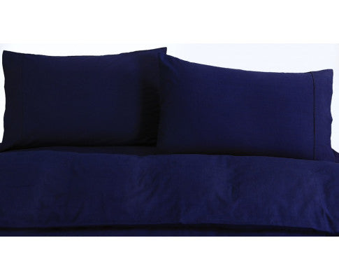 Elan Linen 100% Egyptian Cotton Vintage Washed 500TC Quilt Cover Set - Navy Elan Linen