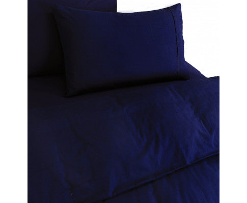 Elan Linen 100% Egyptian Cotton Vintage Washed 500TC Quilt Cover Set - Navy Elan Linen