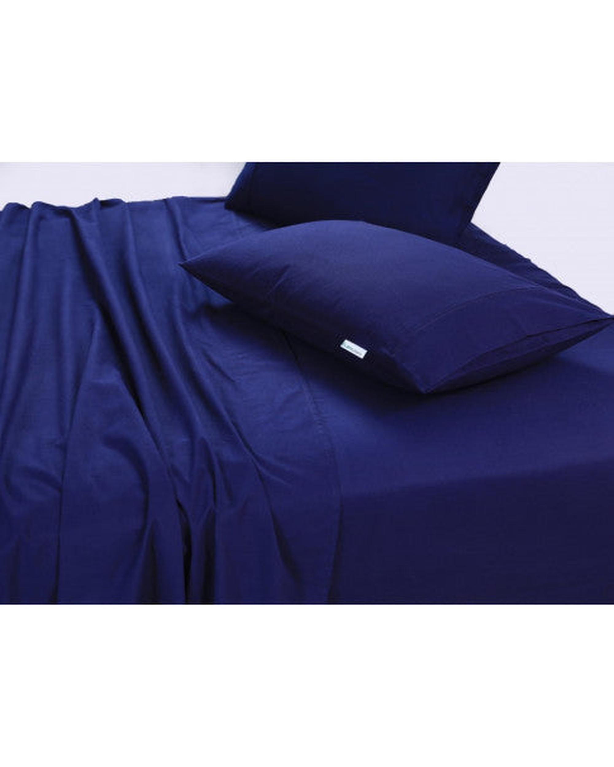 Elan Linen 100% Egyptian Cotton Vintage Washed 500TC Sheets Set - Navy Elan Linen
