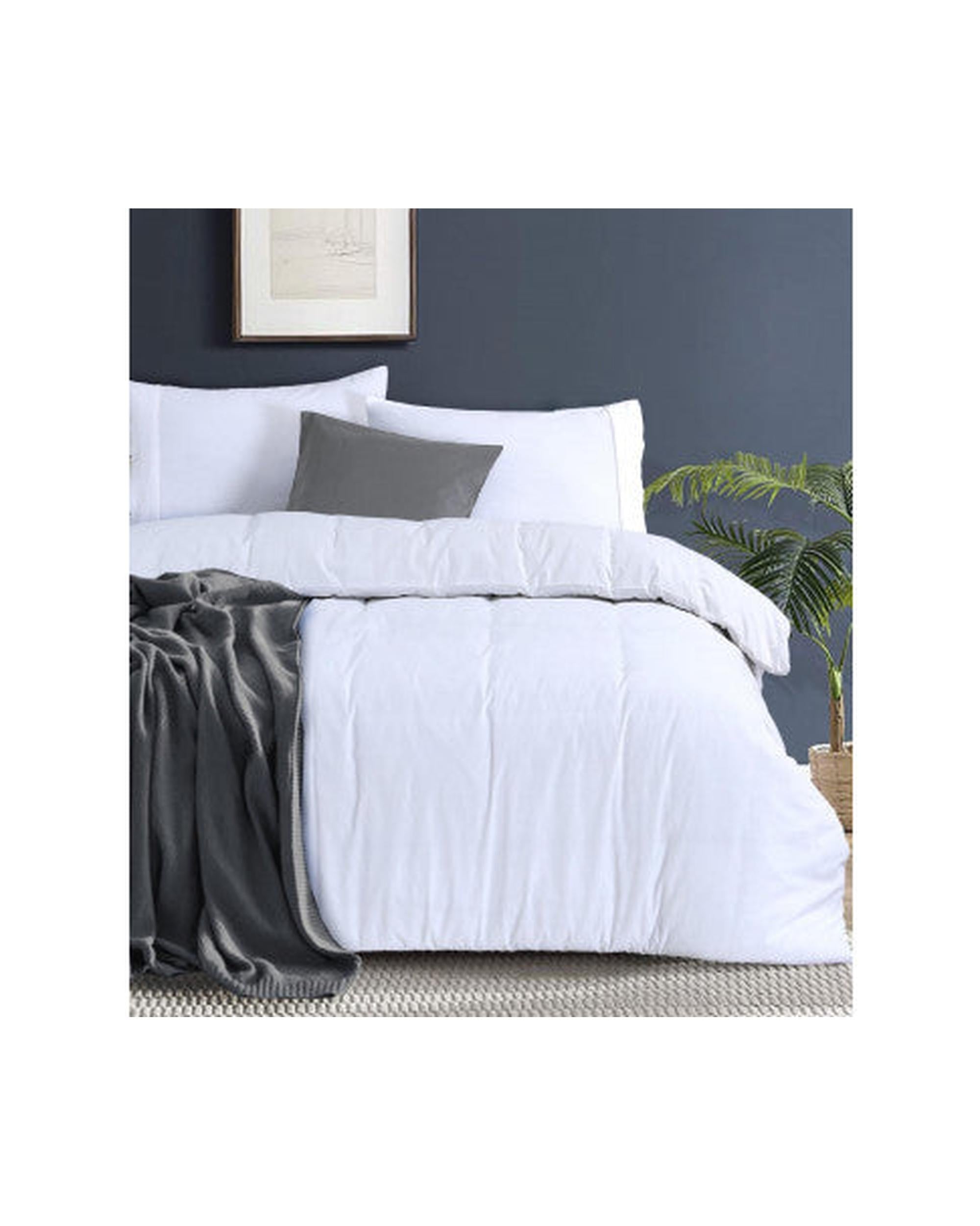 Elan Linen 100% Egyptian Cotton Vintage Washed 500TC Quilt Cover Set - White Elan Linen