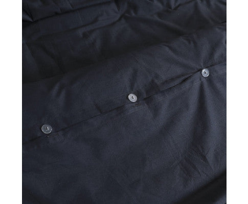 Elan Linen 100% Egyptian Cotton Vintage Washed 500TC Quilt Cover Set - Charcoal Elan Linen