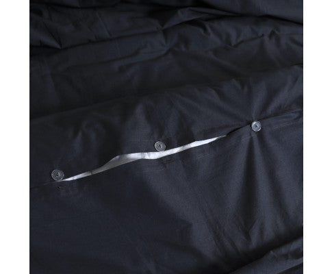 Elan Linen 100% Egyptian Cotton Vintage Washed 500TC Quilt Cover Set - Charcoal Elan Linen