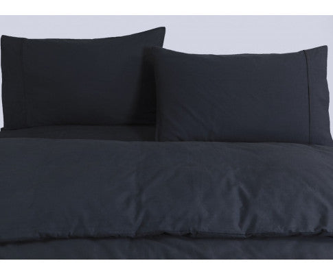 Elan Linen 100% Egyptian Cotton Vintage Washed 500TC Quilt Cover Set - Charcoal Elan Linen