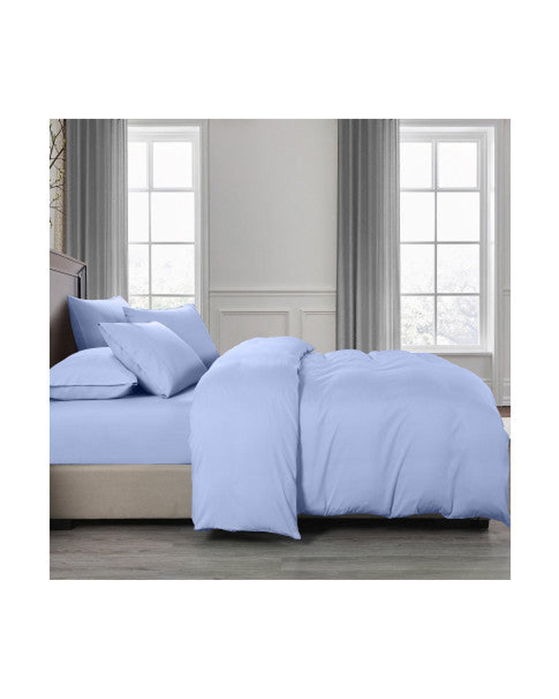 Royal Comfort 2000TC 6 Piece Bamboo Sheet & Quilt Cover Set Cooling Breathable - LIGHT BLUE Royal Comfort