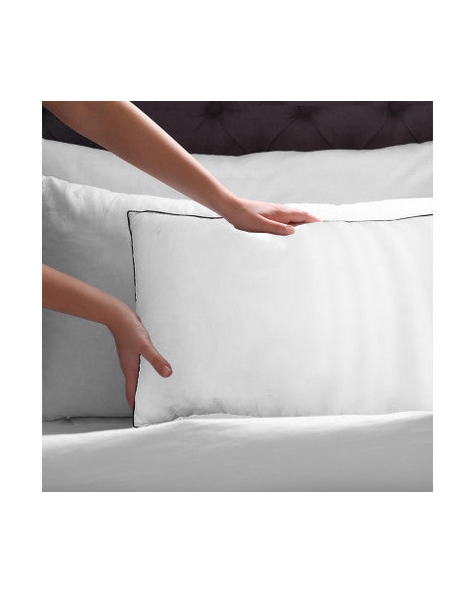 Silk Blend Pillow Hypoallergenic Gusset Cotton Cover Twin Pack White 50 x 75cm Casa Decor
