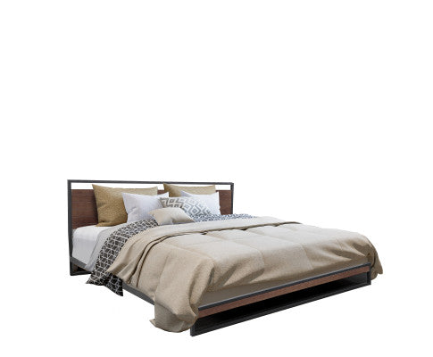 Azure Bed Frame With Headboard Black Wood Steel Platform Bed Milano Decor