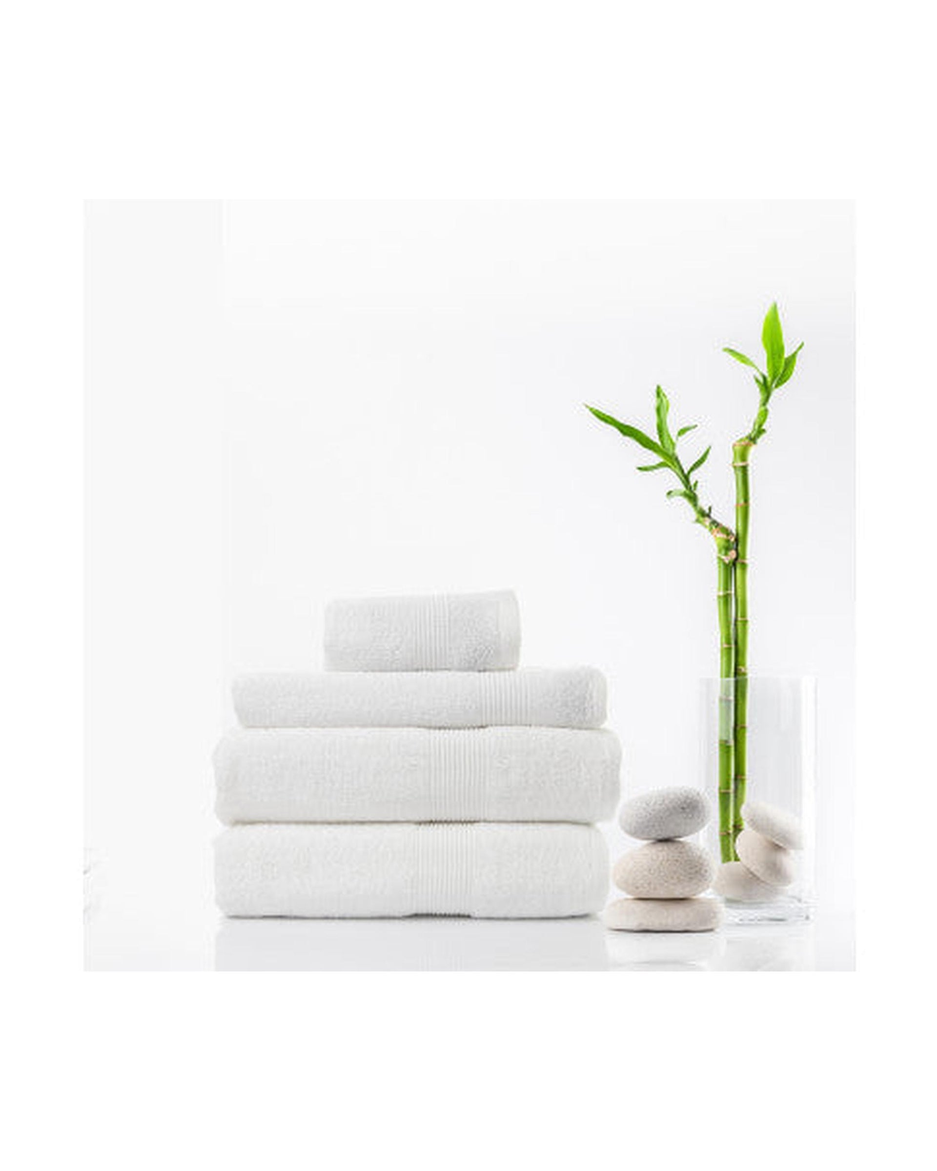 Royal Comfort 4 Piece Cotton Bamboo Towel Set 450GSM Luxurious Absorbent Plush White Royal Comfort