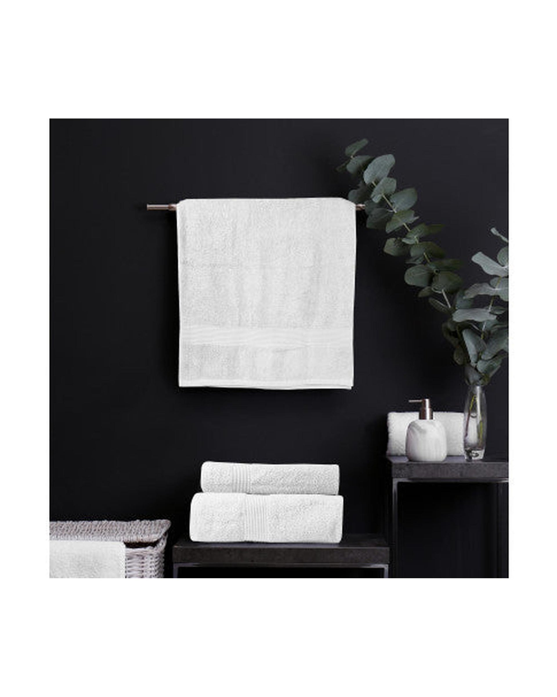 Royal Comfort 4 Piece Cotton Bamboo Towel Set 450GSM Luxurious Absorbent Plush White Royal Comfort