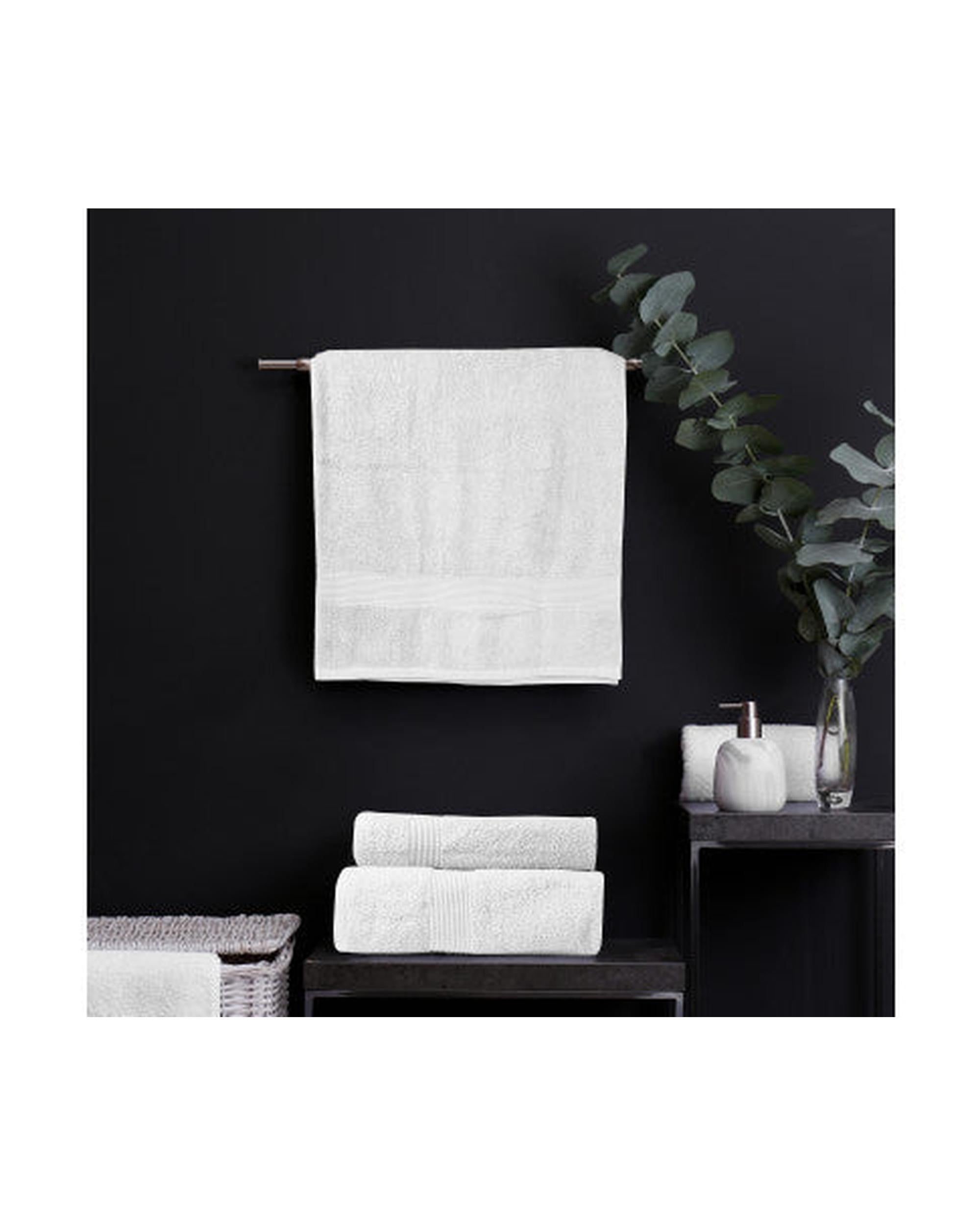 Royal Comfort 4 Piece Cotton Bamboo Towel Set 450GSM Luxurious Absorbent Plush White Royal Comfort