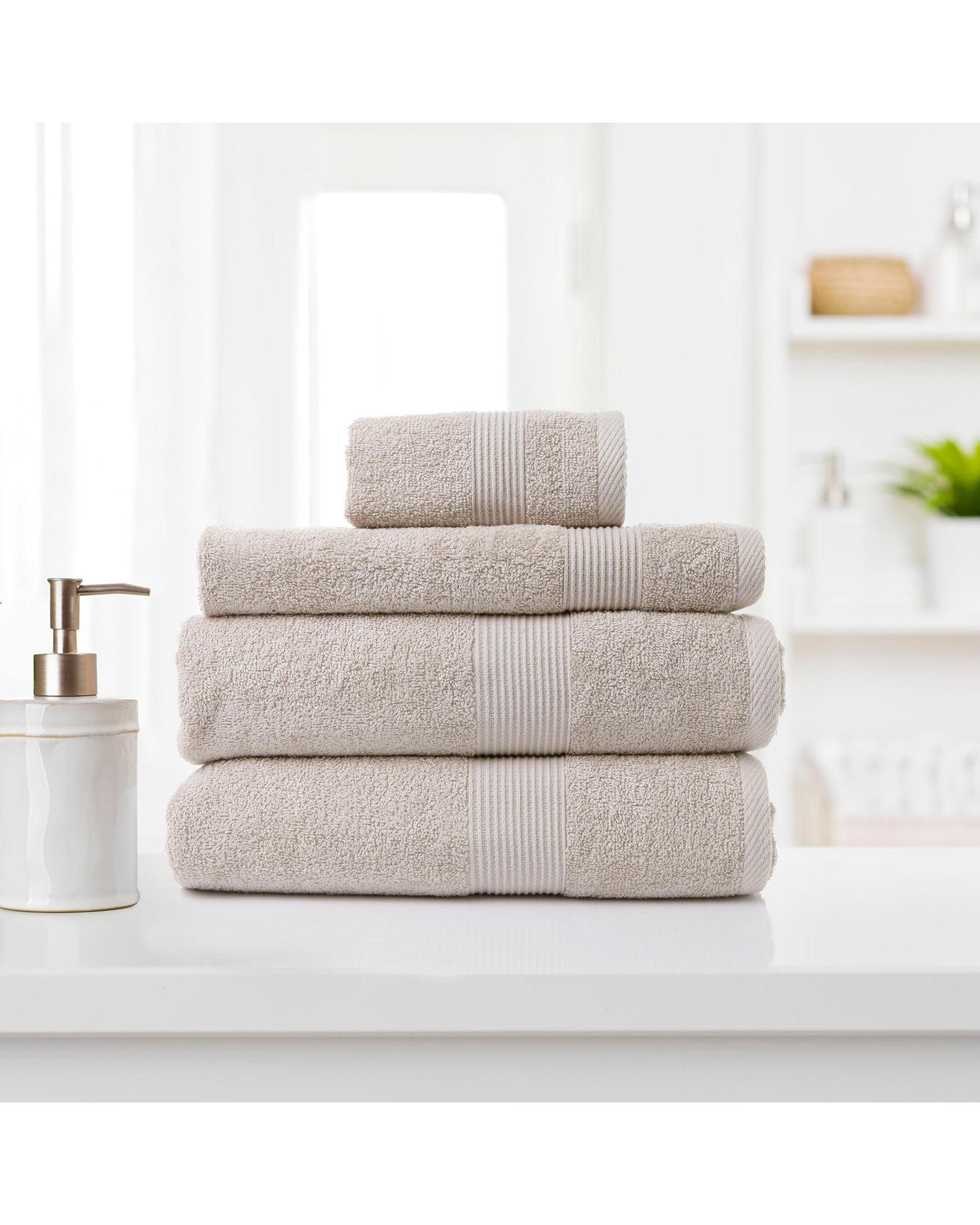 Royal Comfort 4 Piece Cotton Bamboo Towel Set 450GSM Luxurious Absorbent Plush  Beige Royal Comfort