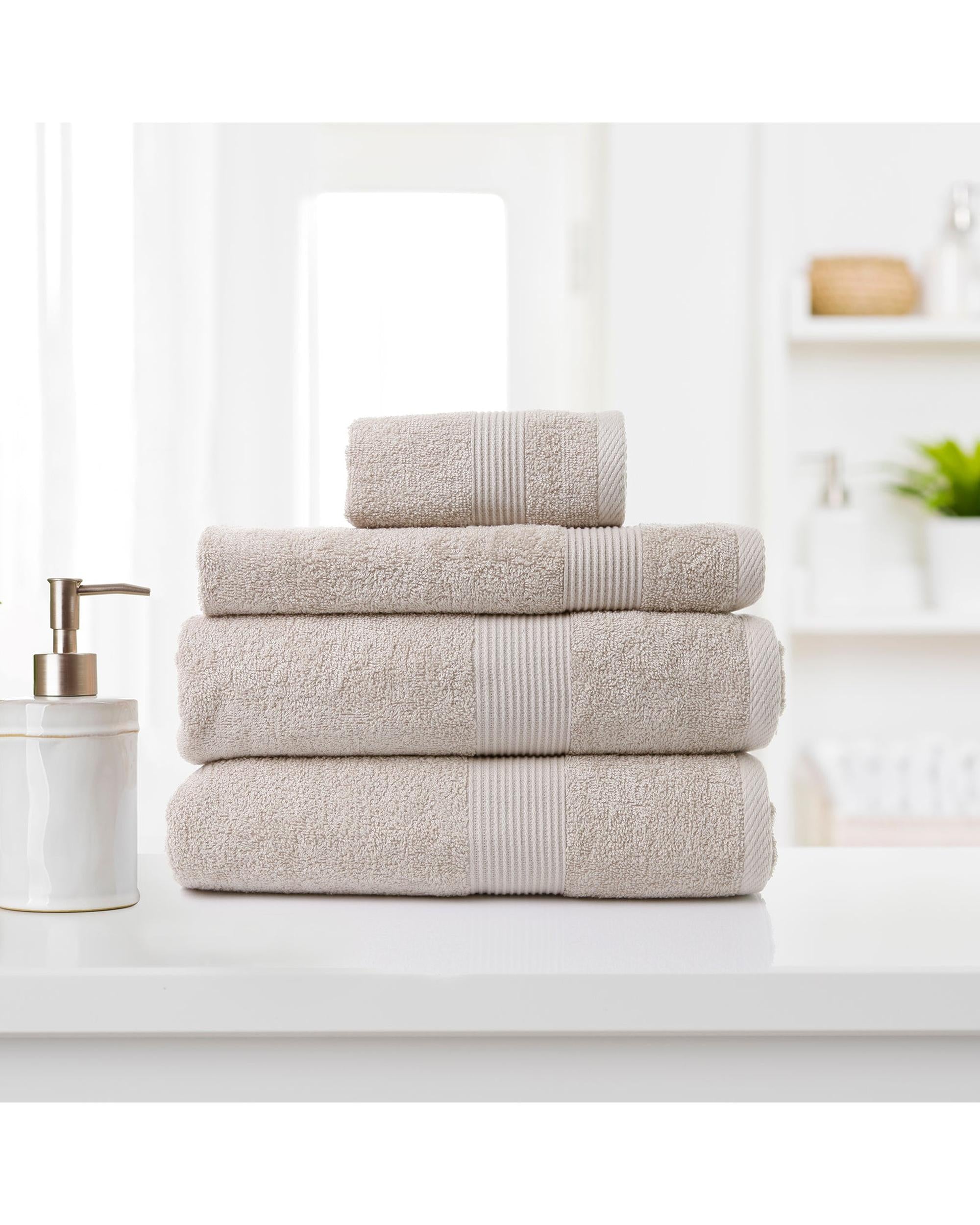 Royal Comfort 4 Piece Cotton Bamboo Towel Set 450GSM Luxurious Absorbent Plush  Beige Royal Comfort