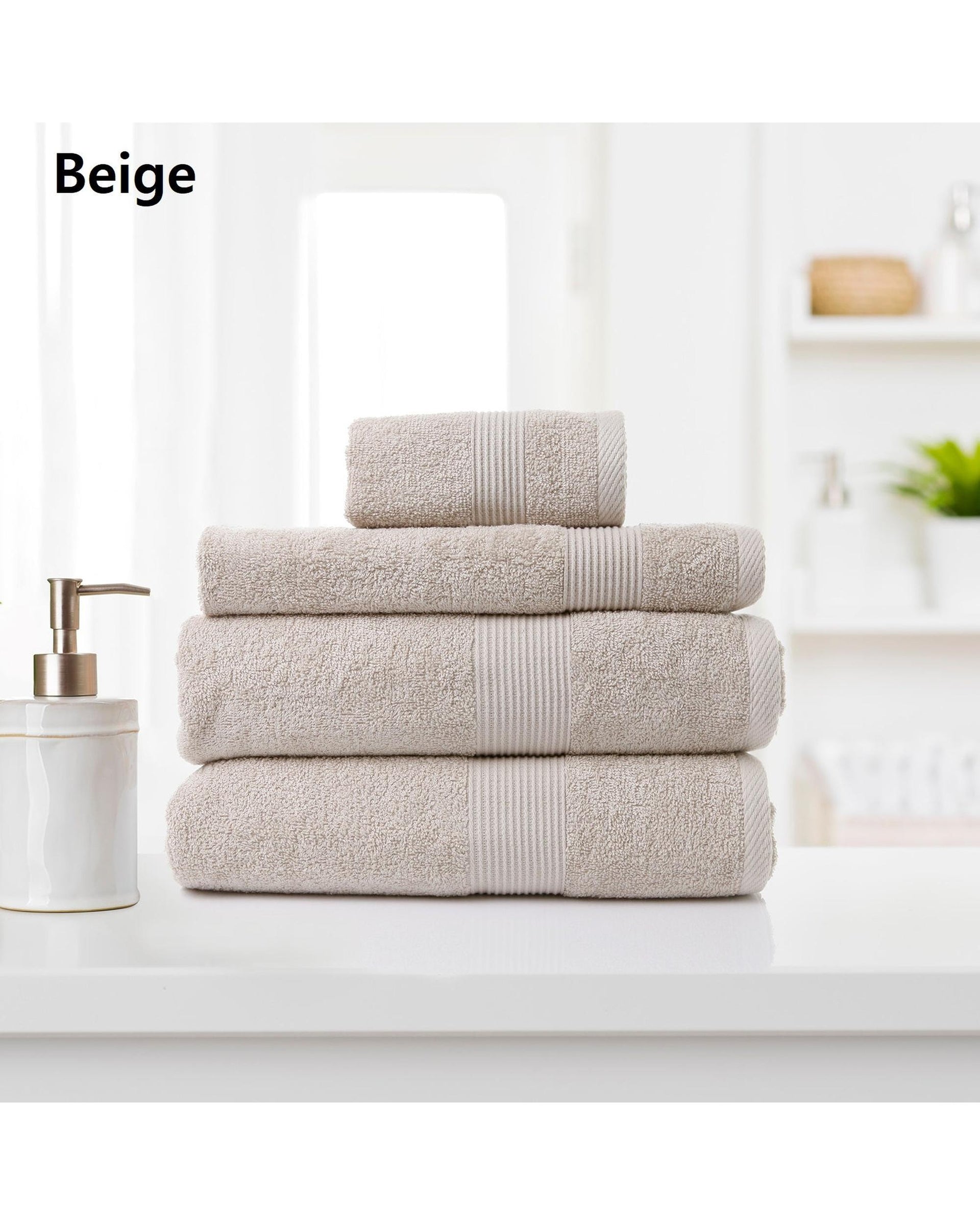 Royal Comfort 4 Piece Cotton Bamboo Towel Set 450GSM Luxurious Absorbent Plush  Beige Royal Comfort
