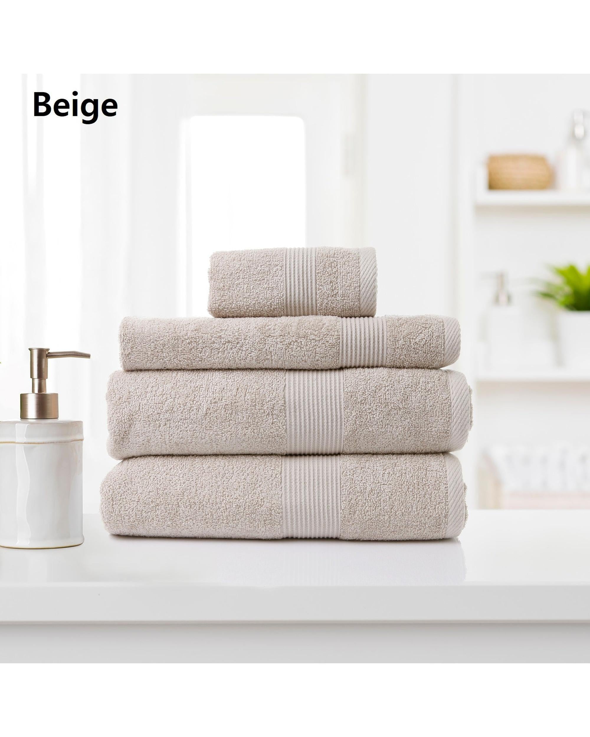 Royal Comfort 4 Piece Cotton Bamboo Towel Set 450GSM Luxurious Absorbent Plush  Beige Royal Comfort