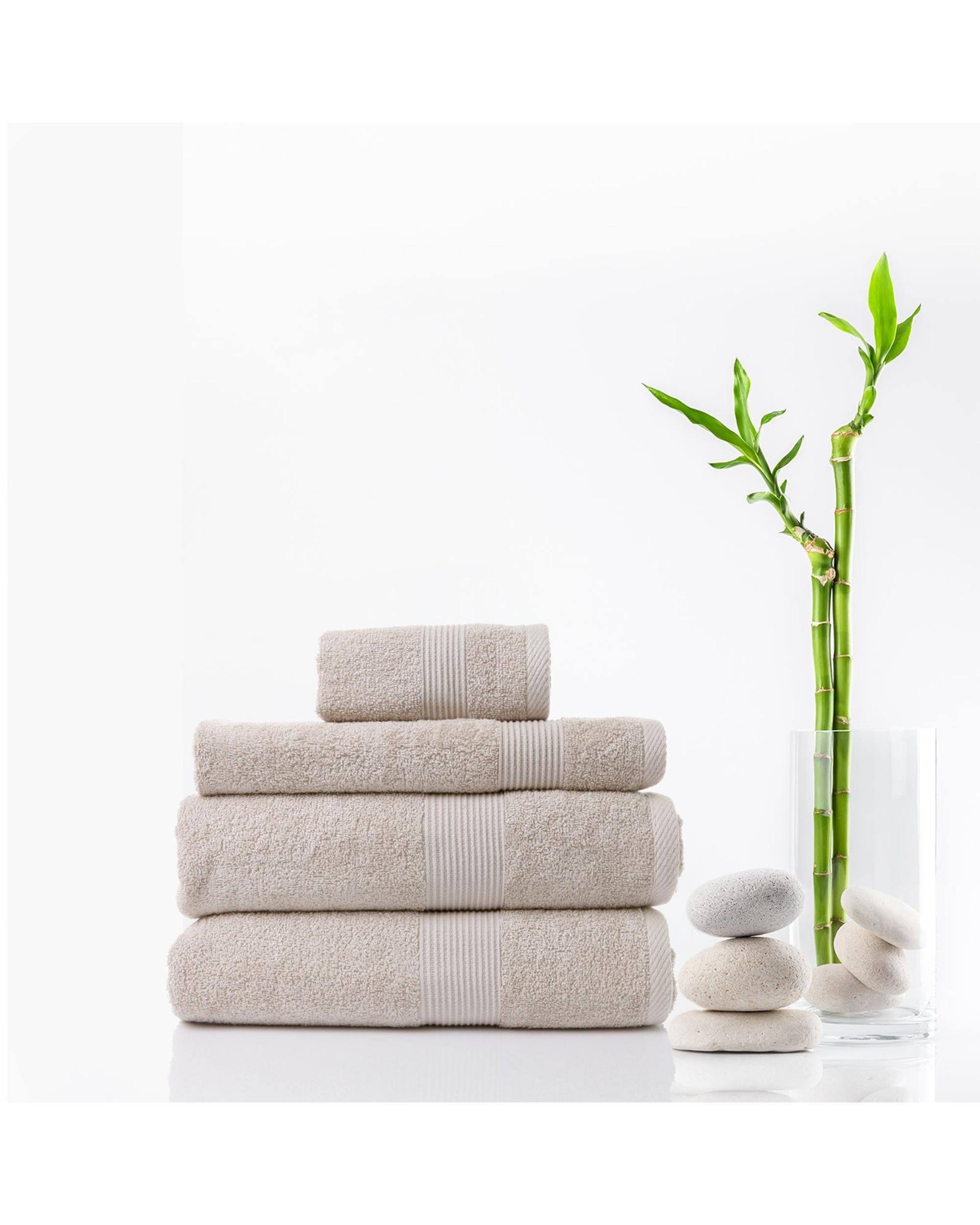 Royal Comfort 4 Piece Cotton Bamboo Towel Set 450GSM Luxurious Absorbent Plush  Beige Royal Comfort