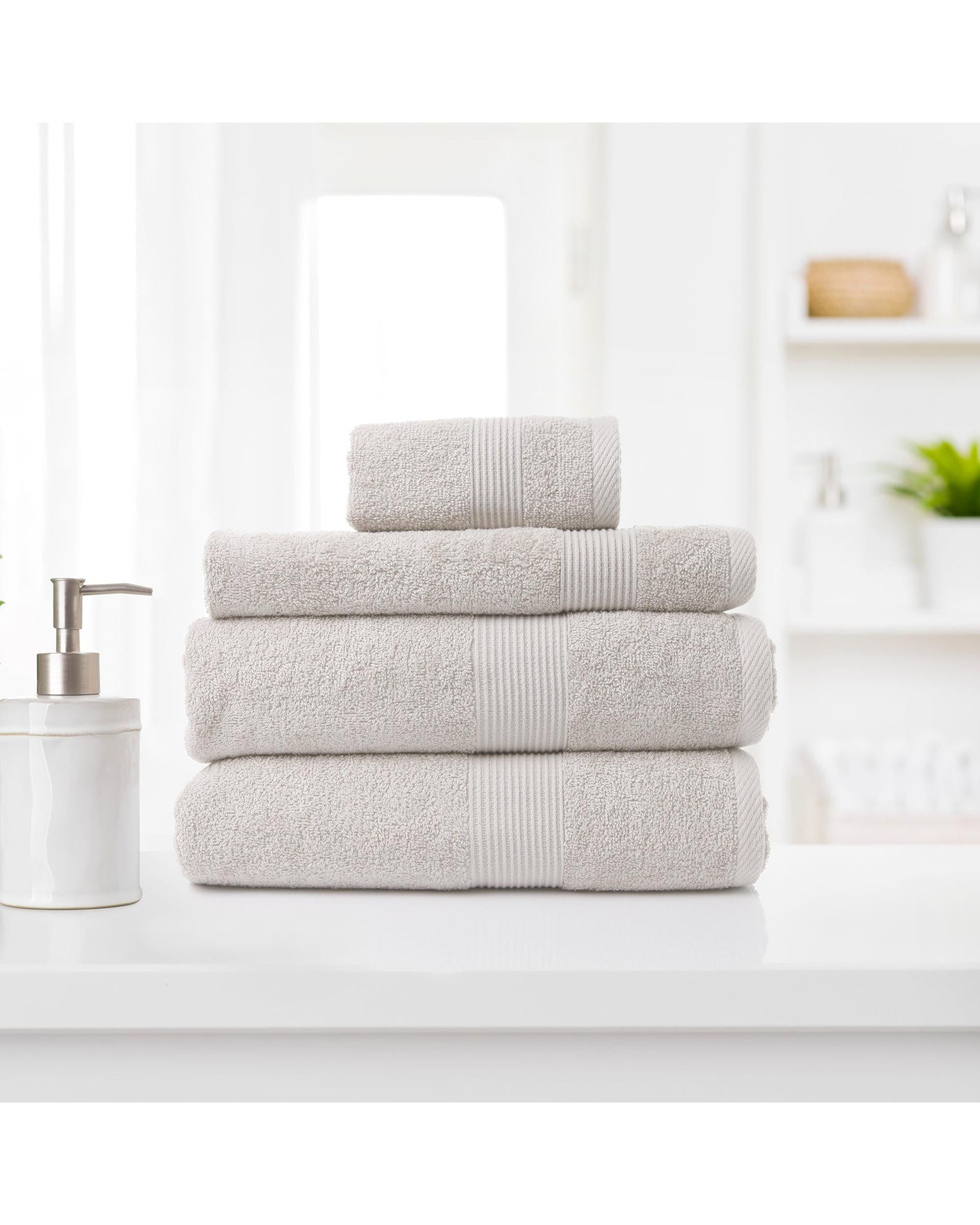 Royal Comfort 4 Piece Cotton Bamboo Towel Set 450GSM Luxurious Absorbent Plush  Sea Holly Royal Comfort