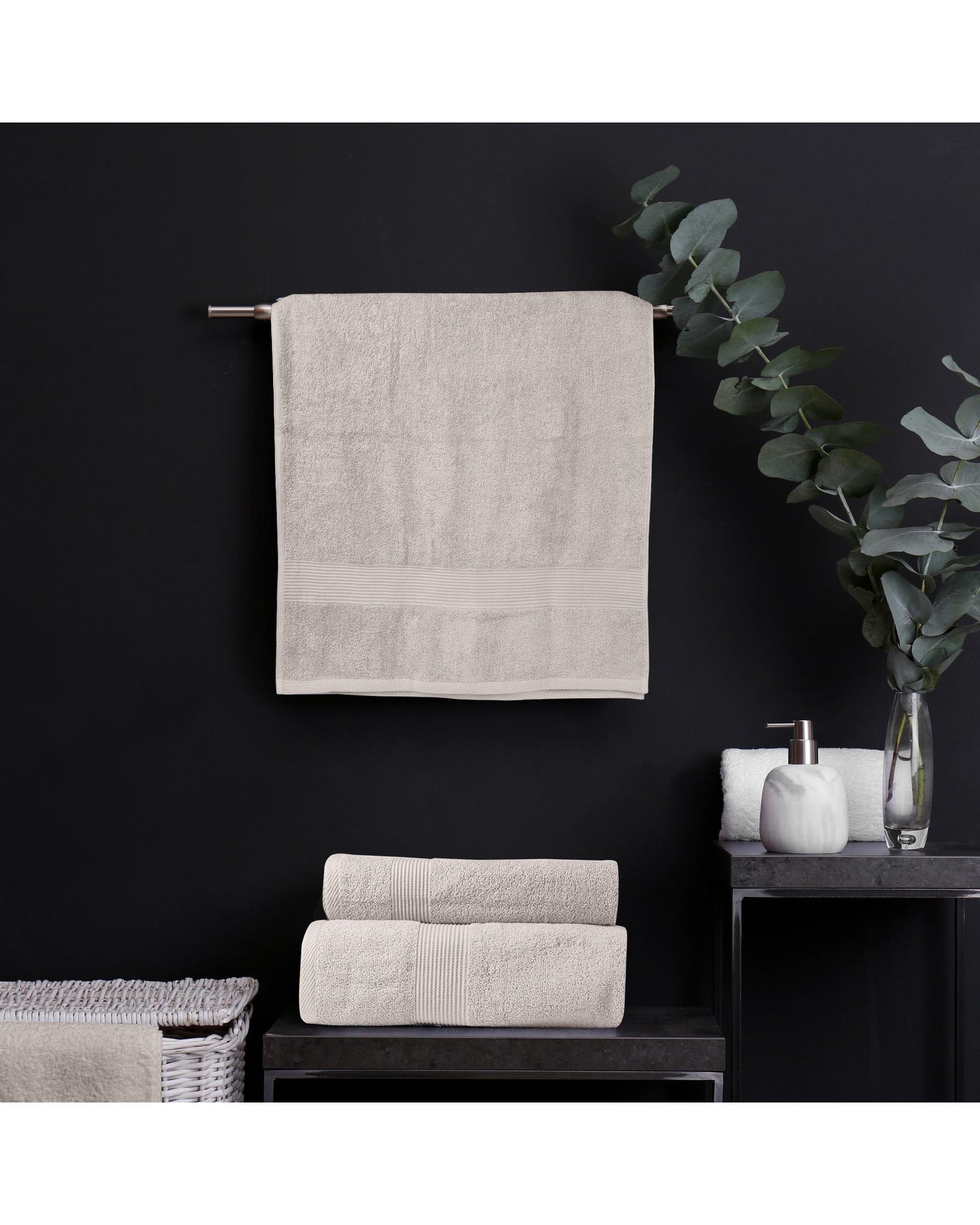 Royal Comfort 4 Piece Cotton Bamboo Towel Set 450GSM Luxurious Absorbent Plush  Sea Holly Royal Comfort