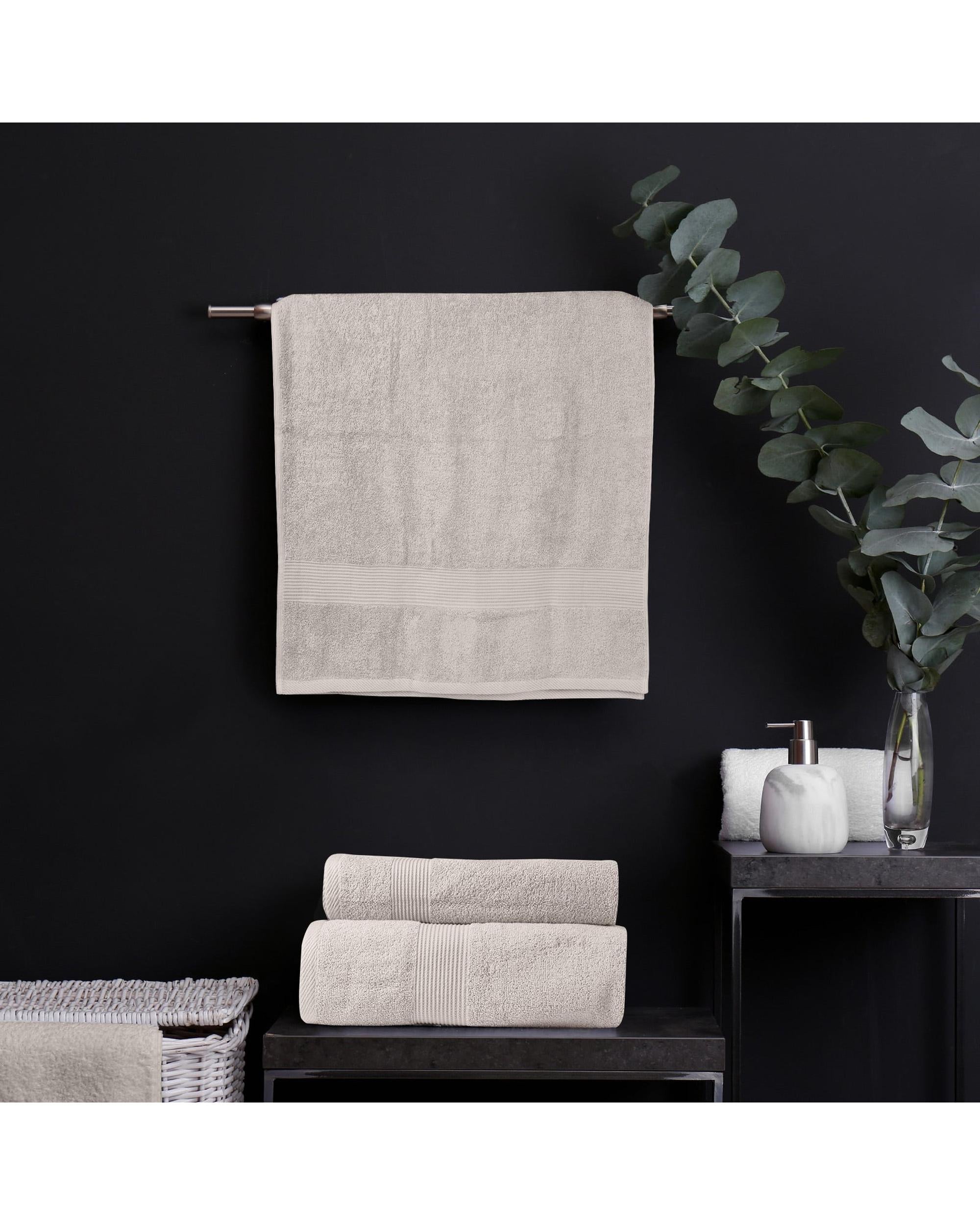 Royal Comfort 4 Piece Cotton Bamboo Towel Set 450GSM Luxurious Absorbent Plush  Sea Holly Royal Comfort